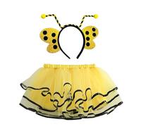 CHICTRY Butterfly Bee Bopper Headband Bumble Bee Insect Fancy Princess Tutu Skirt For Halloween Birthday Party Yellow A M