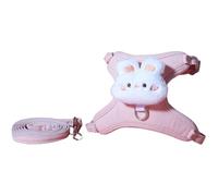 CHICTRY Cat Dog Harness and Leash Set Cute Decoration Harnesses for Puppy Adjustable Pet Kitties Vest Pink&1.2m Leash S