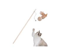 CHICTRY Cat Toys Wood Teaser Wand Toys for Kitten Exercise and Play Interactive Long Wooden Stick with Mouse Fish Ball One Size