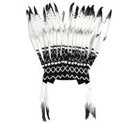 CHICTRY Chief Indian Hat Feather Headdress Native American Headband Head Accessories For Halloween Black White 1 One Size