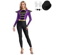 CHICTRY Circus Ringmaster Costume Womens Ring Leader Outfit Halloween Master Lion Tamer Fancy Dress Purple S