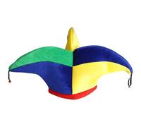 CHICTRY Color Block Jester Clown Hat With Bells For Halloween Mardi Gras Carnival Mexico Festival Party Decor Red 3-Peak One Size