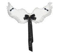CHICTRY Cupid Big Bowknot Angel Wings Fairy Feather Wings For Halloween Cosplay Party Photoshoot Black One Size