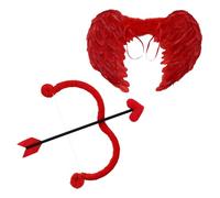 CHICTRY Cupid Bow And Heart Arrow Set Valentine's Day Angel Wings Costume Accessories For Adults 2Pcs Red Wing Set One Size