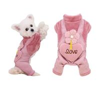 CHICTRY Dog Clothes Winter Coat Cute Jumpsuit Warm Fleece Pajama for Chihuahua Yorkie Teddy Daily Wear Pink L