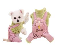 CHICTRY Dog Clothes Winter Coat Cute Jumpsuit Warm Fleece Pajama for Chihuahua Yorkie Teddy Daily Wear Green S