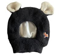 CHICTRY Dog Ear Warmer Headwrap Noise Cancelling Knitted Ear Cover for Anxious Pets Calming Snood Hooded Black One Size