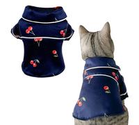 CHICTRY Dog Pajamas for Small Medium Dogs Cozy Lapel Sleep Shirt Comfortable Two-Legged Nightwear for Yorkies Navy Blue L