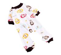 CHICTRY Dog Pajamas Jumpsuits 4 Legged Pet Clothes Cute Print Pullover Bodysuit for Dogs Daily Wear Homewear Brown&Monkey L