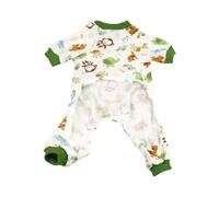 CHICTRY Dog Pajamas Jumpsuits 4 Legged Pet Clothes Cute Print Pullover Bodysuit for Dogs Daily Wear Homewear Green&Monkey L