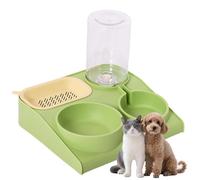 CHICTRY Durable Plastic Double Dog Bowls with Water Bottle Automatic Pet Feeder Dispenser Slow Feeder Top for Healthy Eating Green One Size