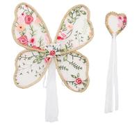 CHICTRY Exquisite Fairy Butterfly Wings Embroidered Flower Wings With Fairy Stick For Halloween Fancy Dress Type D-2 One Size