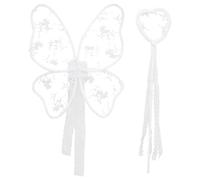 CHICTRY Exquisite Fairy Butterfly Wings Embroidered Flower Wings With Fairy Stick For Halloween Fancy Dress Type B-1 One Size