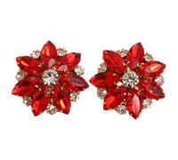 CHICTRY Exquisite Flower Button Cover, Cufflinks Rhinestone Cuff Link Jewelry for DIY Crafting Clothing Red One Size
