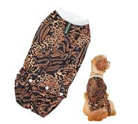 CHICTRY Female Dog Spay Recovery Suit Leopard Print Soft Bodysuit for Surgery Aftercare Prevents Licking Stitches Orange Leopard L