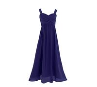 CHICTRY Flower Girl Dress Junior Kids Pleated A-Line Wedding Pageant Party Bridesmaid Maxi Gown Navy Blue 15-16 Years