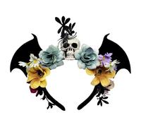 CHICTRY Flower Skull Headbands Day Of The Dead Mexican Flower Crown Dia De Los Muertos Rose Headpiece Type A One Size