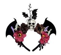 CHICTRY Flower Skull Headbands Day Of The Dead Mexican Flower Crown Dia De Los Muertos Rose Headpiece Type C One Size