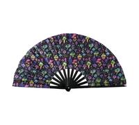 CHICTRY Folding Hand Fan, Fluorescence Glow Hand Fan For Carnival Rave Party, Dance And Music Festival Dense Mushroom One Size
