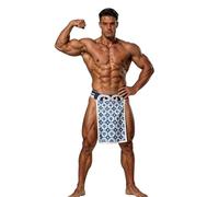 CHICTRY Fundoshi Underwear for Men G-String Thong Sumo Briefs Naughty Printed Low Rise Split Side Clubwear Blue XXL