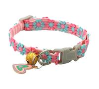 CHICTRY Girl Dog Collar Fancy Pretty Colorful Floral Cute Flower Puppy Collar Buckle Closure Breakaway Collar for Cats Pink&Blue One Size