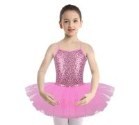 CHICTRY Girl's Ballerinas Sequined Ballet Dance Dress Fancy Party Tutu Leotard Skirt Costume Dancewear Pink A 5-6 Years