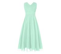 CHICTRY Girls' Beaded Chiffon Sleeveless Beaded Wedding Junior Bridesmaid Dance Prom Party Dress Mint Green 11-12 Years