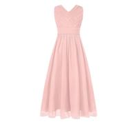 CHICTRY Girls' Beaded Chiffon Sleeveless Beaded Wedding Junior Bridesmaid Dance Prom Party Dress Pink 11-12 Years