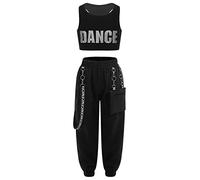 CHICTRY Girls Hip Hop Street Dance Costume Tracksuits Sleeveless Letters Print Crop Top with Jogger Cargo Pants Dancewear White 7-8 Years