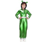 CHICTRY Girls Kids Alien Costume Kids Robot Costume Outer Space Cutie Cosplay Party Dress up Fluorescent Green 15-16 Years