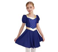 CHICTRY Girls Kids Royalty Princess Dress Renaissance Queen Dress Peasant Dresses Victorian Fancy Outfit Dark Blue 11-12 Years