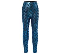 CHICTRY Girls Shiny Metallic Mermaid Leggings Fish Scale Tights Yoga Gymnastic Ballet Dance Party Club Trousers Swim Pants Light Blue 2-3 Years