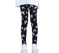 CHICTRY Girls Stretch Leggings Kids Butterfly Printed Athletic Leggings Trousers Dance Running Workout Gym Tights Yoga Pants Black&Colorful 5-6 Years
