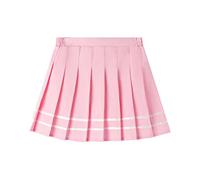 CHICTRY Girl's Striped Pleated Skirt Skater Tennis School Uniform A-line Mini Skirt Japanese Skort Skirt with Lining Short Pink 7-8 Years