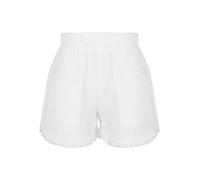 CHICTRY Girl's Summer Shorts High Waist 4 Pockets Wide Leg Denim Shorts Distressed Jeans Hot Pants Trousers with Pockets Frayed &White 9-10 Years