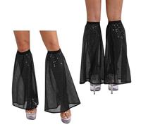 CHICTRY Glitter Fashion Leg Warmers Sequined Stretch Boot Covers Dress Accessories for Mardi Gras Festival Black One Size