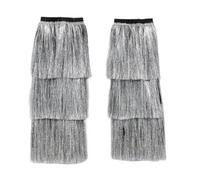 CHICTRY Glitter Tinsel Leg Warmers Fringe Stretch Boot Covers Dress Accessories For Mardi Gras Festival Silver A One Size