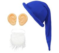 CHICTRY Gnome Dwarf Costume Accessories - Gnome Hat Beard Big Ears Dwarf Fancy Dress For Fairy Tale Party Blue One Size