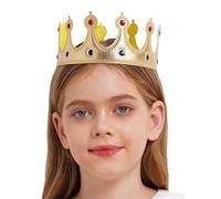 CHICTRY Gold Crowns King Queen Prince Princess Gold Crown Coronation Hat With Gems For Birthday Party Type A One Size