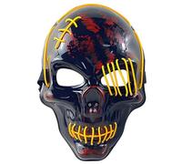 CHICTRY Gothic Scary Skull Mask Horror Light Up Skeleton Bloody Masks For Halloween Cosplay Party Yellow One Size