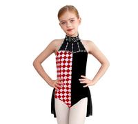 CHICTRY Halloween Girls Doll Clown Costume Kid Ballet Dance Dress Outfit for Cosplay Party Fancy Dress Up Black 15-16 Years