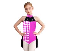 CHICTRY Halloween Girls Doll Clown Costume Kid Ballet Dance Dress Outfit for Cosplay Party Fancy Dress Up Hot Pink 13-14 Years