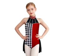 CHICTRY Halloween Girls Doll Clown Costume Kid Ballet Dance Dress Outfit for Cosplay Party Fancy Dress Up Burgundy 5-6 Years
