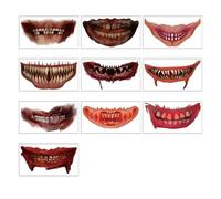 CHICTRY Halloween Zombie Stitches Temporary Tattoos, Fake Scars Wound Big Mouth Tattoo Tattoos For Pranks Party 10PCS/Set Colorful One Size