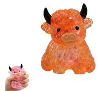 CHICTRY Highland Cow Squishies, Slow Rising Stress Relief Squeeze Toy, Glitter Cow Sensory Desk Decor for Adults Orange One Size