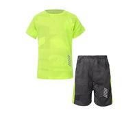 CHICTRY Kids Boys 2Pcs Soprt Activewear Set Basketball Football Jersey Short Sleeve Quickly Dry T-Shirt and Shorts Set Fluorescent_Green 12-14 Years