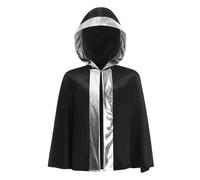 CHICTRY Kids Boys Boxing Champion Costume Halloween Boxer Fancy Dress Boxer Uniform Hooded Capes Cloak Black Silver 13-14 Years