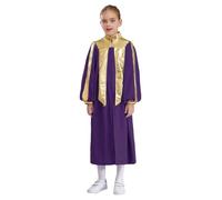 CHICTRY Kids Boys Choir Robe Long Sleeve Bathrobes Church Worship Arabic Thobe Muslim Thobe Prayer Dress Graduation Gown Purple 11-12 Years
