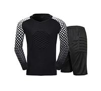 CHICTRY Kids Boys Padded Goalie Shirt and Shorts Set Football Goalkeeper Jersey Tracksuit Soccer Sports Training Uniform Black 8-9 Years