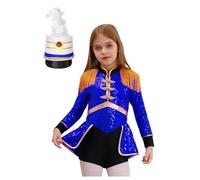 CHICTRY Kids Girls Circus Magician Costume Ringmaster Lion Tamer Outfits Drummer Fancy Dress up Royal Blue B 11-12 Years